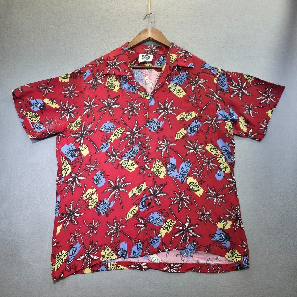 Vintage Hilo Hattie Men's Short Sleeve Button Up Hawaiian Shirt Size XL Made USA